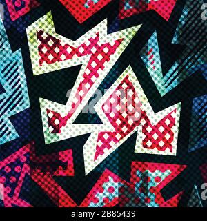 bright grunge geometric seamless pattern Stock Vector