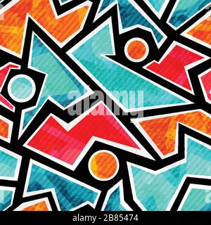 colored geometric grunge seamless pattern Stock Vector