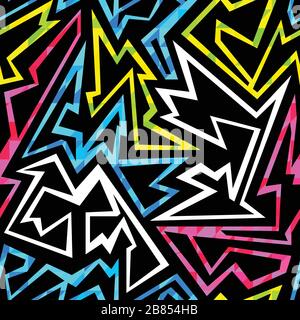 neon geometric grunge seamless pattern Stock Vector