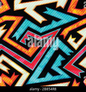 bright maze seamless pattern with grunge effect Stock Vector