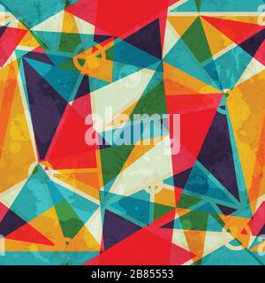 triangle mosaic seamless pattern with grunge effect Stock Vector