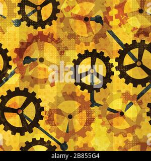 steampunk cogwheel grunge seamless Stock Vector