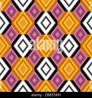 Seamless colorful backdrop. Colorful gradient rhombs texture. White, pink and yellow colors Stock Vector