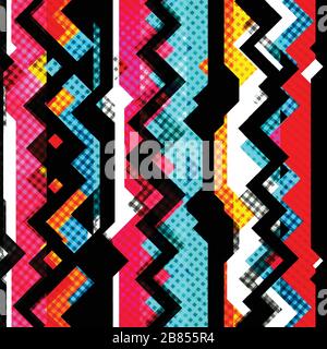 red grunge geometric seamless pattern Stock Vector