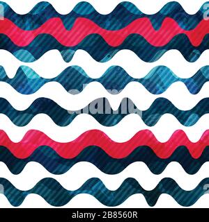wave seamless pattern with grunge effect Stock Vector