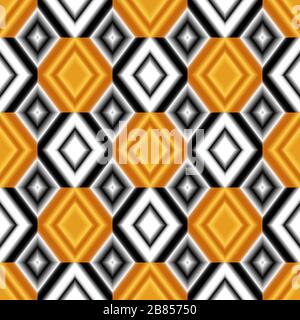 Seamless colorful backdrop. Colorful gradient rhombs texture. Black, white and yellow colors Stock Vector