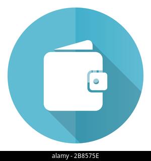 Purse, wallet blue round flat design vector icon isolated on white background Stock Vector