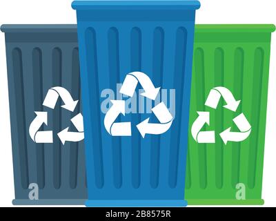 garbage recycle bins isolated icons Stock Vector