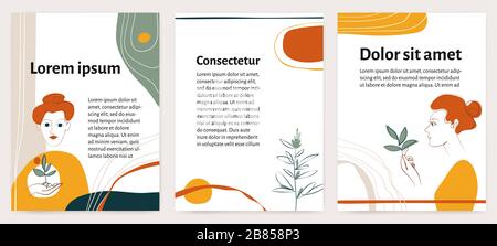 Set of modern collage style abstract design in warm colors Stock Vector