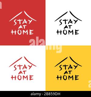 Stay at home with the self quarantine to help slow the outbreak and protect the spread of the virus. Self-isolating family for safety. vector illustra Stock Vector