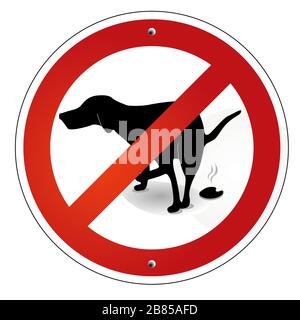 Prohibition sign, no dog droppings - vector illustration Stock Photo