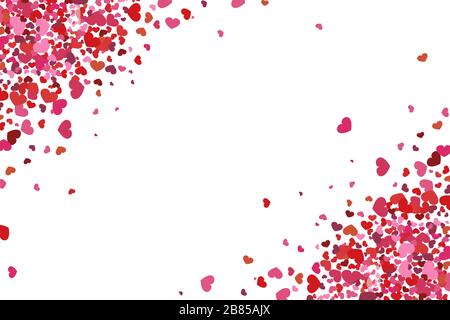 Red, pink and purple hearts. Wedding postcard frame. Vector illustration. Stock Vector