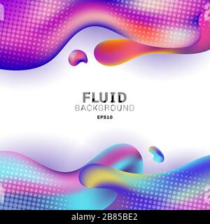 Abstract 3D colorful fluid shape with halftone on white background. Vector illustration Stock Vector
