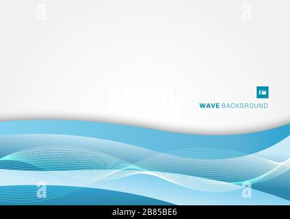 Abstract blue wave layer on white background. Vector illustration Stock Vector