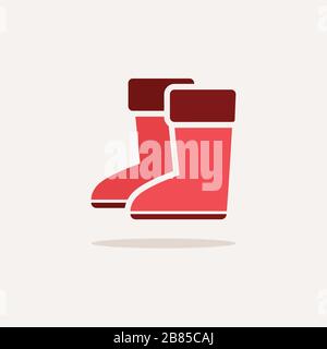Rain boots. Color icon with shadow. Footwear glyph vector illustration Stock Vector