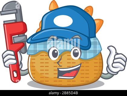 Smart Plumber bread basketon cartoon character design Stock Vector