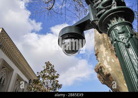 CCTV security camera surveillance in the outdoor Stock Photo