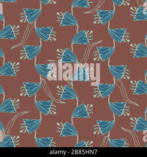 doodle flower stripes seamless vector pattern Stock Vector