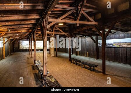 Lublin, Lubelskie / Poland - 2019/08/17: Interior of the prisoners’ barracks in Majdanek KL Lublin Nazis concentration and extermination camp Stock Photo