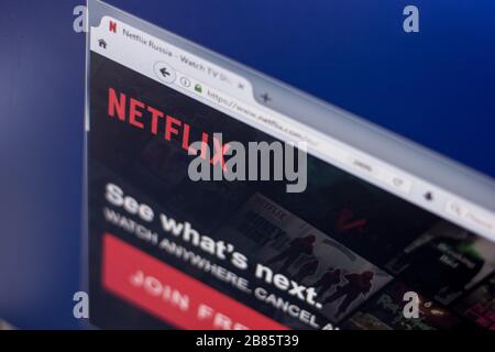 Ryazan, Russia - March 01, 2018 - Front page of Netflix website on the display of PC Stock Photo