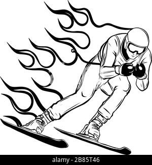 Snowboarder crow on fire vector illustration design Stock Vector