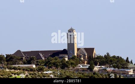 The Lutheran Church of the Ascension ( Augusta Victoria ) in East Jerusalem. Stock Photo