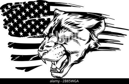 Cougar Panther Mascot Head Vector Graphic art Stock Vector