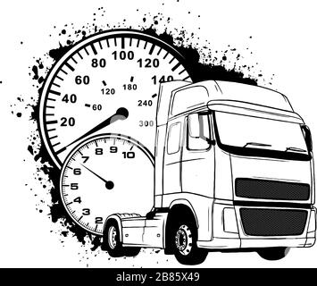 Cartoon semi truck. vector illustration design art Stock Vector