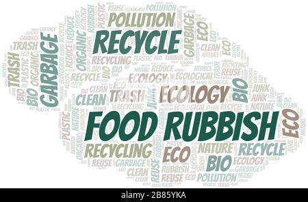 Food Rubbish word cloud. Wordcloud made with text only. Stock Vector