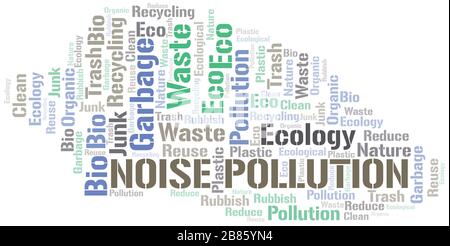 Noise Pollution word cloud. Wordcloud made with text only. Stock Vector