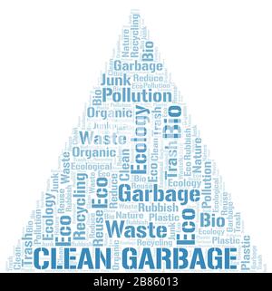 Clean Garbage word cloud. Wordcloud made with text only. Stock Vector