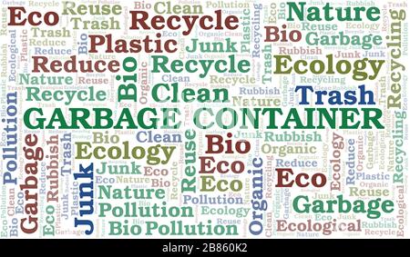 Garbage Container word cloud. Wordcloud made with text only. Stock Vector