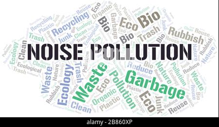 Noise Pollution word cloud. Wordcloud made with text only. Stock Vector