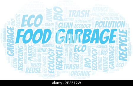 Food Garbage word cloud. Wordcloud made with text only. Stock Vector