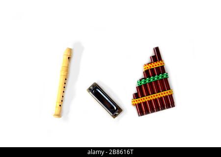 Blockflute pan flute musical instrument flat style vector illustration isolated on ...