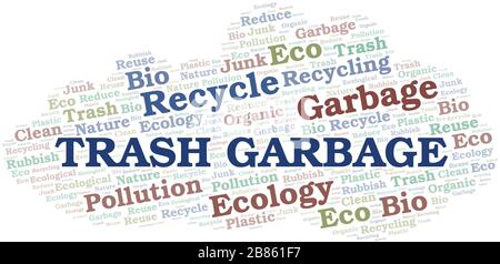 Trash Garbage word cloud. Wordcloud made with text only. Stock Vector