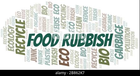 Food Rubbish word cloud. Wordcloud made with text only. Stock Vector