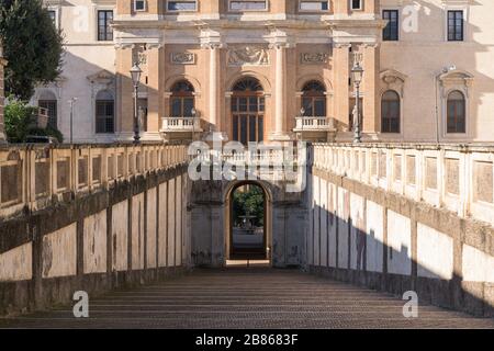 Barberini Palace (Palazzo Barberini), a papal residence of the Baroque period, famous for false perspective windows, Cortona's painted ceiling and Ber Stock Photo