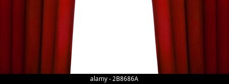 open red curtain, panoramic mock-up image with space for text Stock Photo