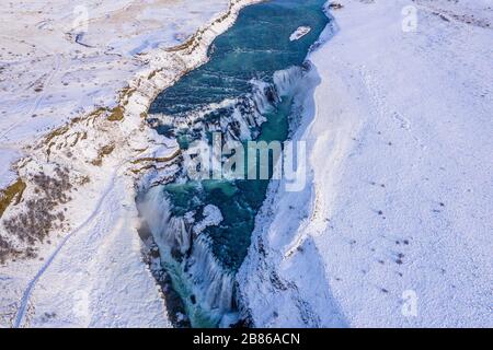 Aerial view of the Godafoss waterfall in Iceland. Stock Photo