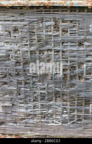a close up view of a old damaged tractor radiator Stock Photo