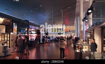 COPENHAGEN, DENMARK - JUL 06th, 2015: Inside Copenhagen Airport terminal, it is the main international airport Stock Photo