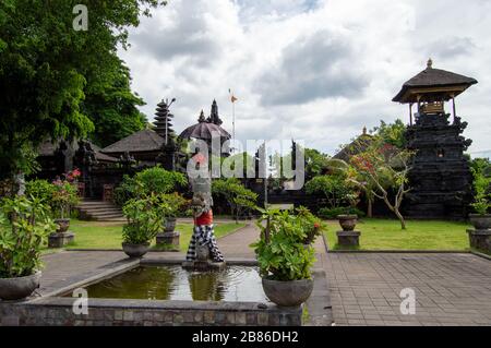 Indhuist garden on the Pura Goa Lawah temple in Bali. Indonesia Stock Photo