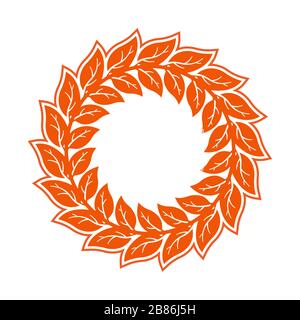 Round frame of leaves. Simple flat design for text images or drawings Stock Vector