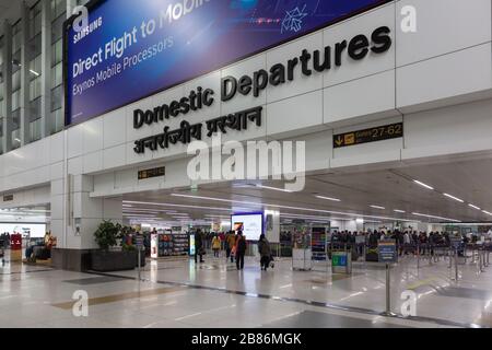 New Delhi, India - December 28, 2019: Domestic Departure at Terminal 3 at New Delhi Indra Gandhi Airport in India Stock Photo