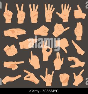 Hands gestures. Vector illustration set arm fingers Stock Vector
