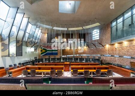 Johannesburg, South Africa - May 26, 2019: Interior of Constitutional Court of South Africa Stock Photo