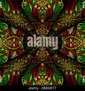 3D render of plastic background tile with embossed abstract colorful fractal pattern Stock Photo