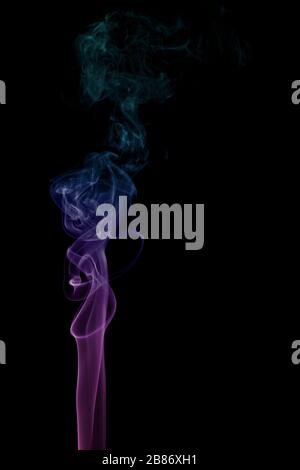Abstract pink and cyan smoke on black background. Stock Photo