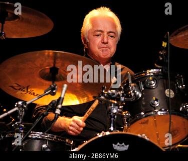 Drummer Jack Bruno performs with Joe Cocker and the rest of the band at the Seminole Hard Rock Live Arena in Hollywood, Florida. Stock Photo